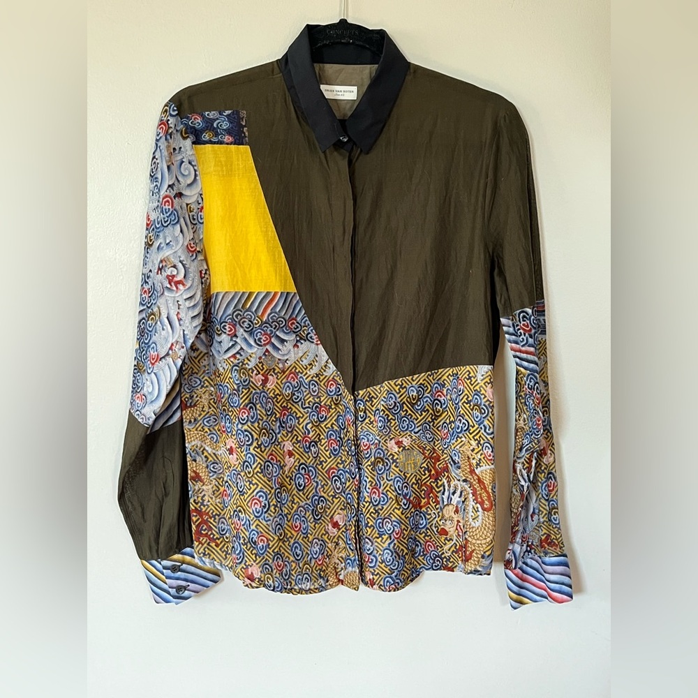 Dries Van Noten Printed Button Down Shirt Blouse